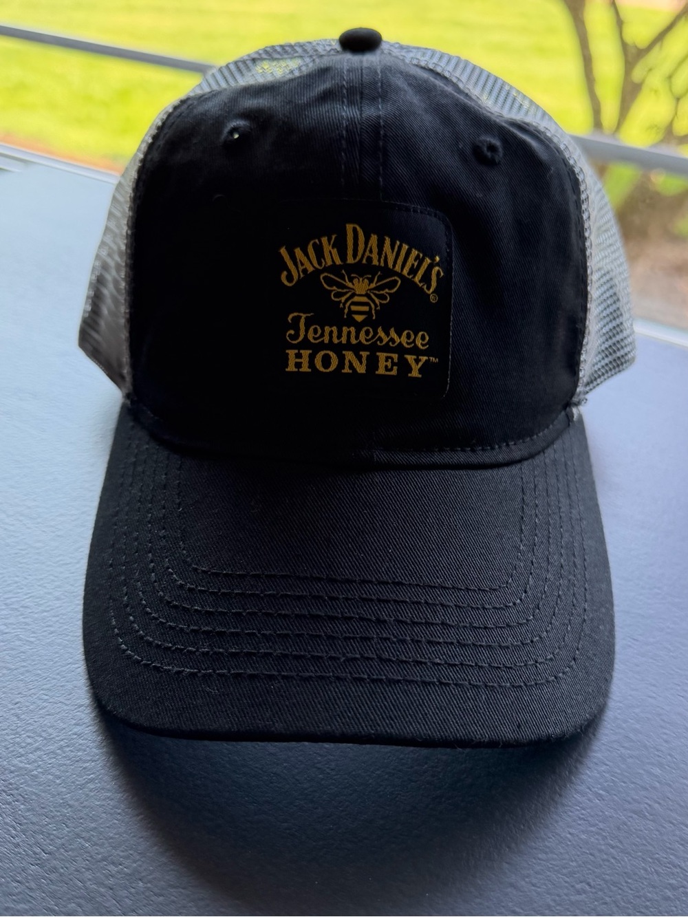 Jack Daniels Tennessee Honey Black and Gray Snapback Trucker Hat